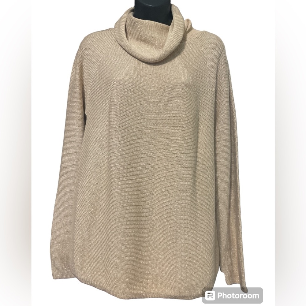 Talbots Classic Gold Knit Sweater Cowl Neck SZ M